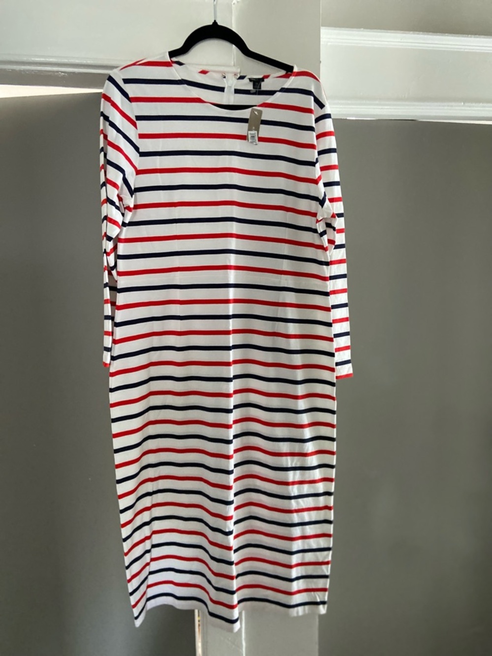 J.Crew nautical stripe long sleeve dress 16 NWT